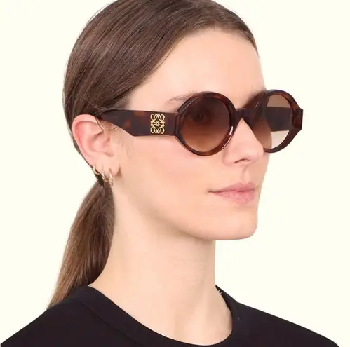 Loewe NIB Story Round Frame Tortoiseshell Acetate Sunglasses