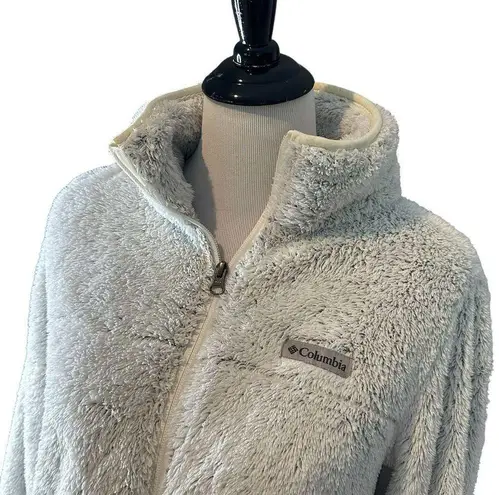 Columbia  Women's Fluffy White‎ Fleece Jacket Full Zip Faux Fur Pockets Size XL