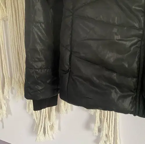 Zermatt black winter puffer coat with faux fur