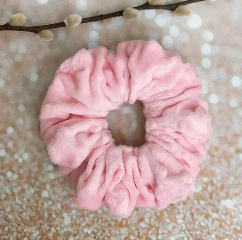 Large Pink Minky Dots Pink Scrunchie Hair tie Hair Accessories