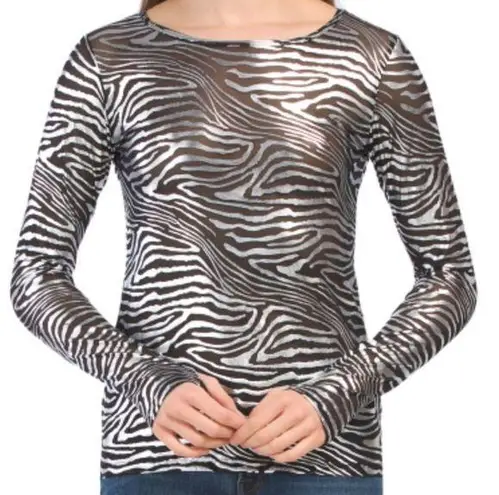 Pheel Peekaboo zebra metallized workout top sz M Size M