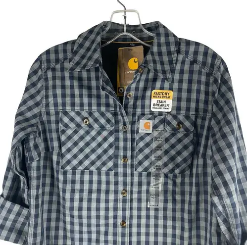 Carhartt  Force Ridgefield Plaid Check Shirt dark Indigo Size XS