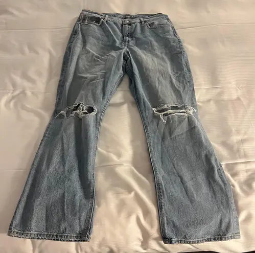 American Eagle Outfitters 90s Boot Cut Light Wash Distressed Flare Jeans Size 16