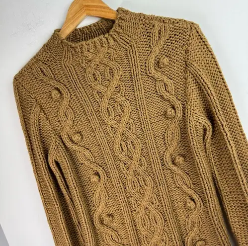 Caslon NWT Chunky Cable Knit Bobble Sweater Sz Small Tan Camel Wool Blend