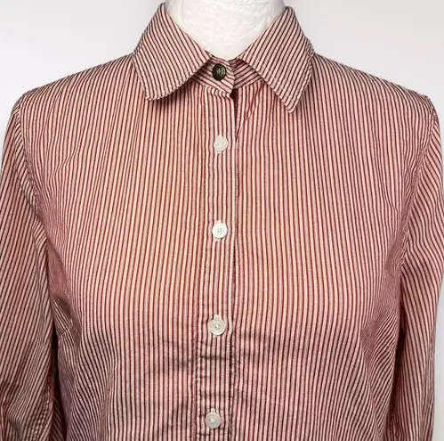 Tommy Hilfiger Long Sleeve Button Down Blouse Striped Cotton Small