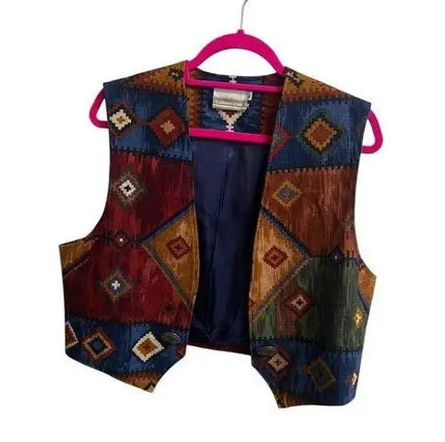 Coldwater Creek Vest Womens Medium Multicolor Southwestern Aztec Tribal Western
