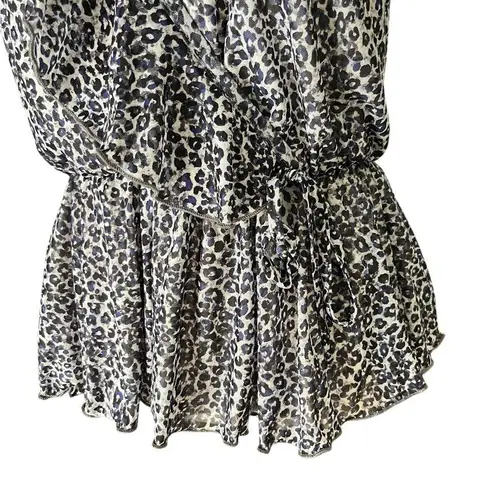 Willow & Root Cheetah Print Sleeveless Surplice Ruffle Top Black Size M