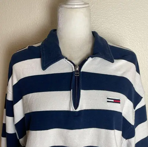 Tommy Hilfiger Tommy Jeans cropped polo shirt in navy stripe