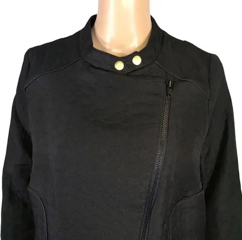 Worthington Vintage  Womens Moto Jacket Quilted Full Zip Black Medium