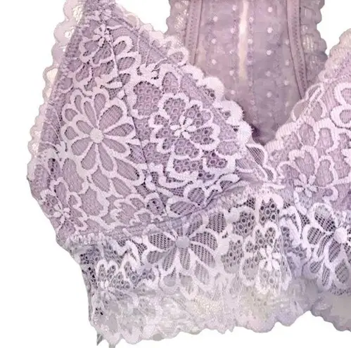 Aerie  Lavender Highlands Lace Longline Racerback Bralette XS Removable Pads