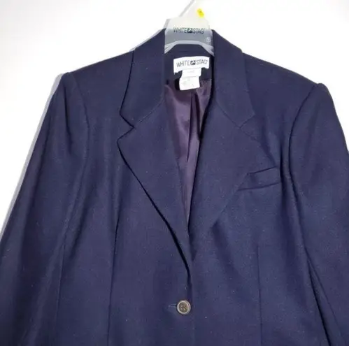 White Stag Vintage 100% Wool Blazer Women's Size 14 Blue Purple Academia Coat