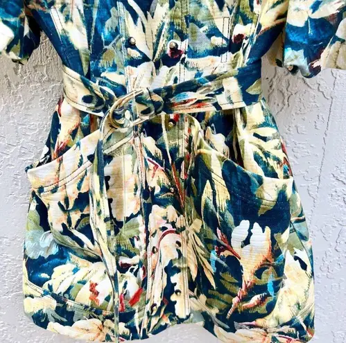 Acler Lovell Floral Print Puffed Sleeve Belted Mini Dress Multi Womens Size US 2 Green
