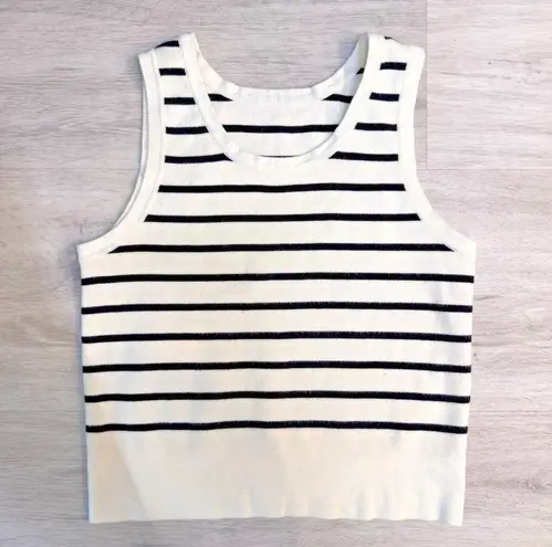 Eternal Fashion Women's Cropped Striped Vest Top Size L EUC White Size L