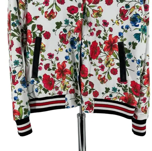 Olivia Culpo x Le Tote Reversible Bomber Jacket Floral Print Faux Leather size L Size L