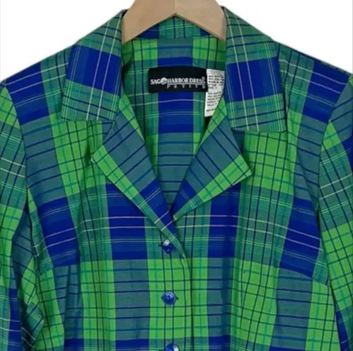 Sag Harbor Vintage Blue and Green Plaid Shirt Jacket Shacket Size 6 Petite