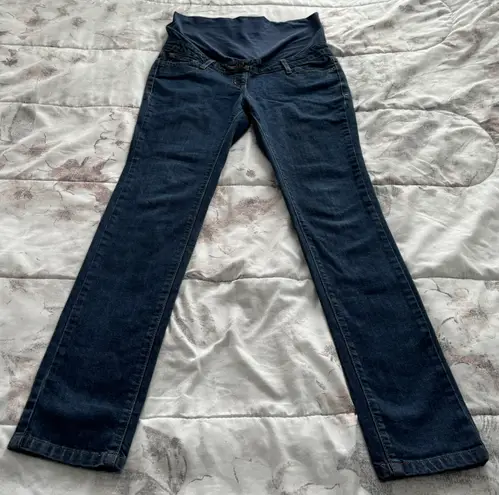 Boden USA Boden Blue Dark Wash Adjustable Straps Full Belly Panel Maternity Jeans, size 6R