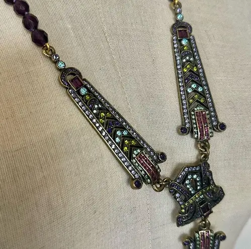 Heidi Daus "Suitably Sophisticated" Art Deco Medallions Necklace Purple