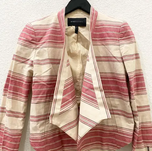 BCBG MAXAZRIA Abbey & Renee Red Multi Stripe Draped Blazer & Short Set Size XS/S