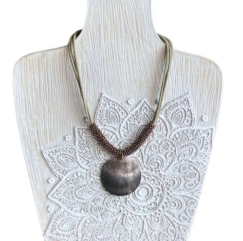 Lia Sophia Cord Beaded Necklace Shell Pendant Boho Vacation Cruise Y2K 15.5-19” - Image 2