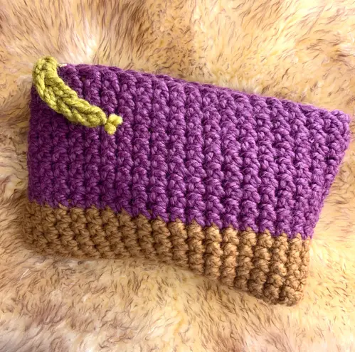 Handknit Colorblock Wool Clutch