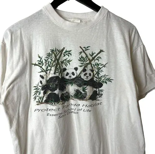 Vintage 90s Protect Panda Habitat T Shirt Womens White 2XL Single Stitch Animal Size undefined