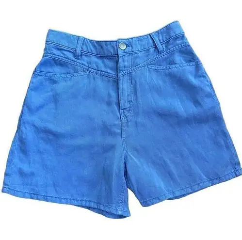 Mango MNG blue high rise 4” inseam lyocell linen blend shorts sz 4 NWT