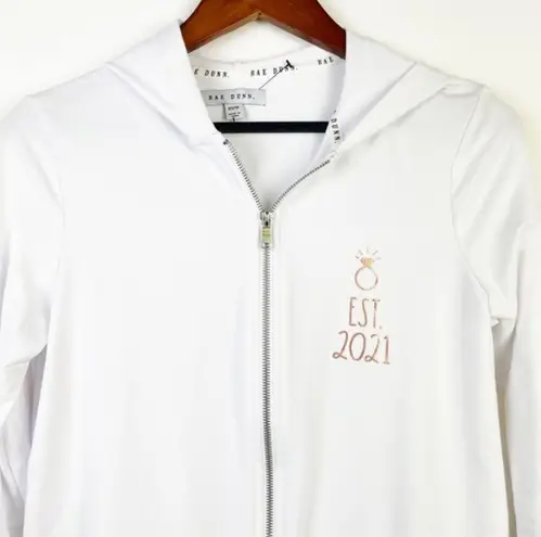 Rae Dunn  Soft White Lightweight‎ "BRIDE" Zippered Hoodie Sweatshirt XS