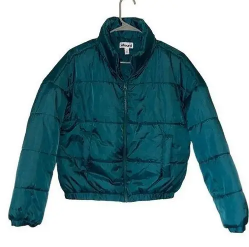 Abound  Womens Full Zip Long Sleeve Insulated Classic Puffer Jacket Teal Small