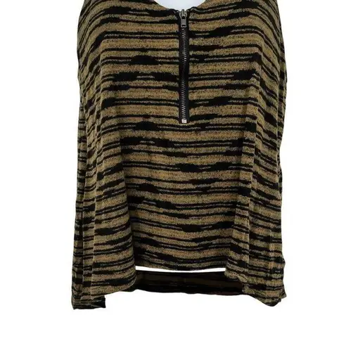 Urban Outfitters Silence + Noise  Stripped Sleeveless Zipper V-Neck Tank Top