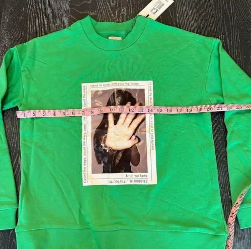 ZEE.GEE.WHY Unisex Graphic Print Crewneck Sweatshirt XS Green Oversized Fit