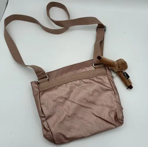 Kipling KI0954 Alexis Crossbody Bag Metallic Rose Gold Shoulder Bag Monkey Charm