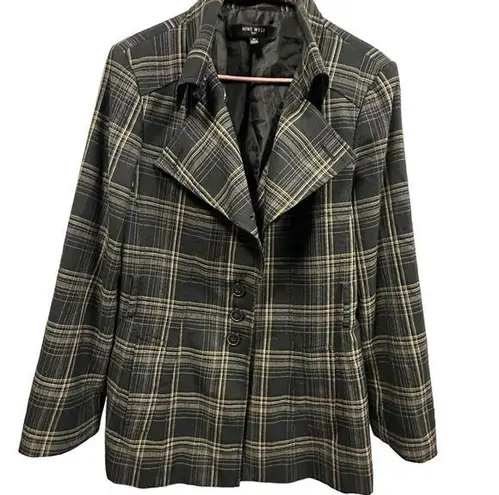 Nine West  Suit Black and Tan Plaid Peacoat Jacket Coat with Belt Loops Womens 14