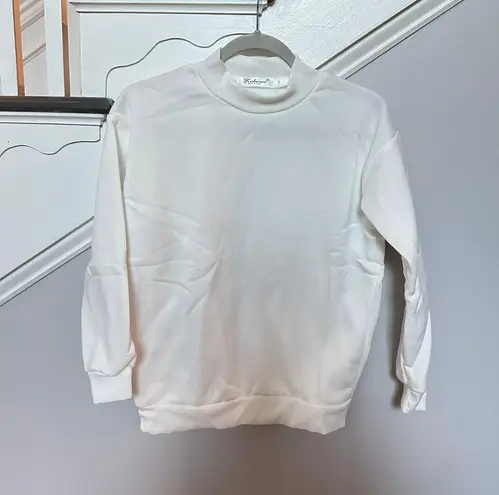 Lebina crew neck plain sweater with balloon sleeve in white Size XS