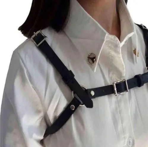 Black Harness Belt Overbust O Rings New