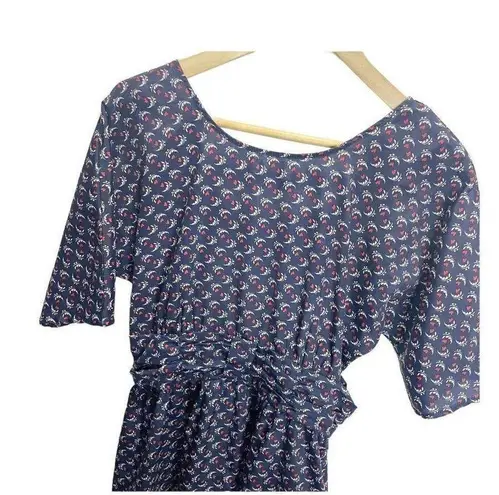 Xhilaration  Women's M Heart Printed 1/2 Sleeve Pocketed Dress Navy Blue Pockets