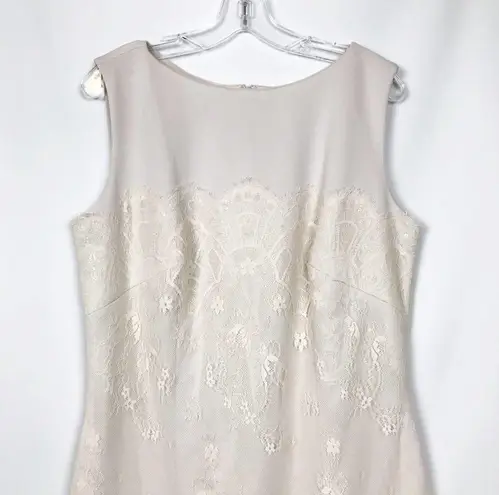 Tadashi Shoji Cream Lace Overlay Sheath Dress