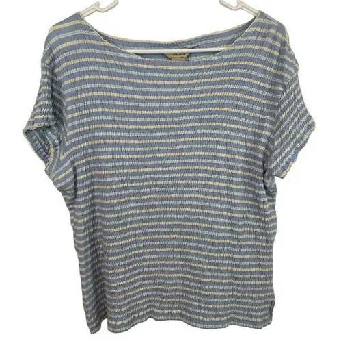 Woolrich  Striped Tee S Oversized Lettuce Hem Crepe Plisse