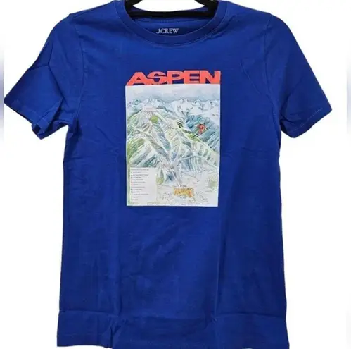 J.Crew NWT  Aspen Ski Graphic Short Sleeve Broken In T Shirt XXS Blue White #3006