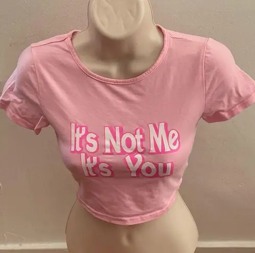 Pink “It’s Not Me It’s You” crop top, size S Barbiecore boho Y2K western beach
