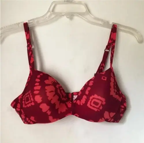 Victoria's Secret Vintage Y2K Underwire Red Pink Tie Dye Bikini Top 34B