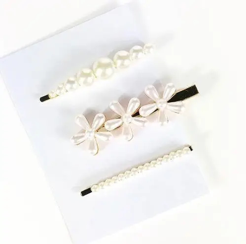 Barrette Hair Pin Clip Pearl Flower Wedding
