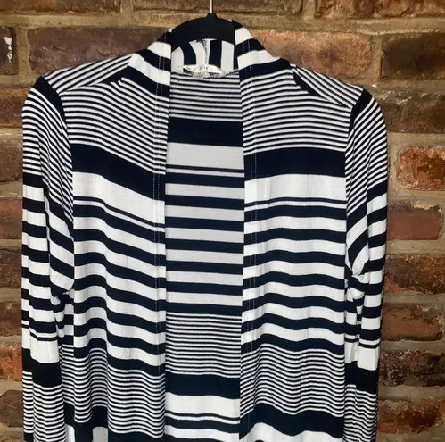 Cyrus  Black & White Striped Open Front Cardigan Sweater Women's Size Medium