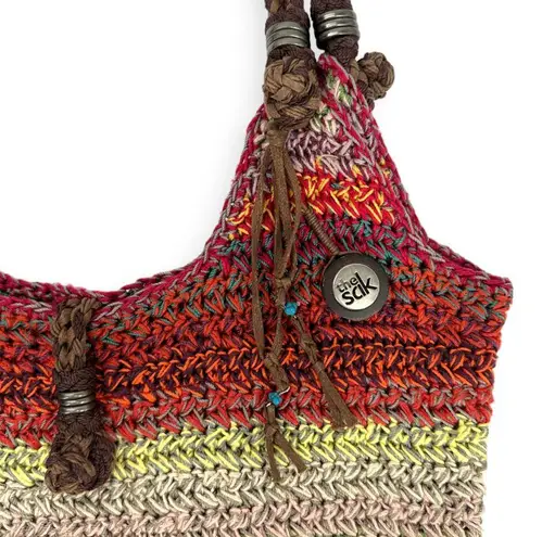 The Sak | Happy & Free Multi-Color Crochet Woven Leather Strap Boho Hobo Bag