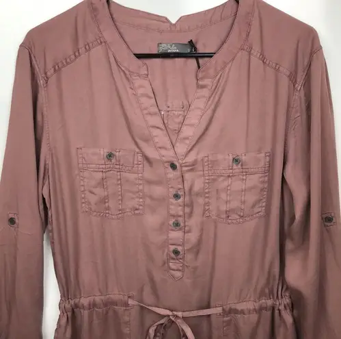 prAna NWT Women’s Abbey Mauve Pink Long Sleeve Button-Up Shirt Dress
