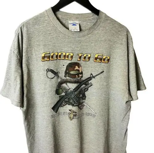 Distressed 90s Marine Corps Military Graphic Tee L Tennessee River Vintage Gray Size L