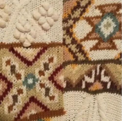 VTG Tiara Chunky Knit Sweater-Large-Geometric-3D Embellishments-Shoulder Pads