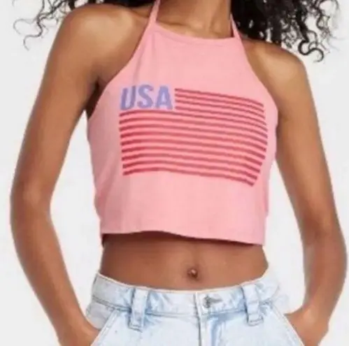 Isaac Morris USA Halter Crop Top Nwot Pink Size M