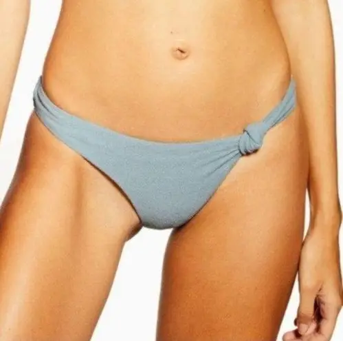 Topshop  Velour Knot Bikini Bottoms Light Blue