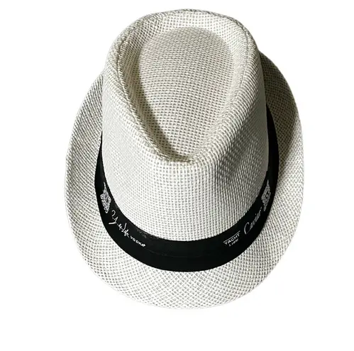 Size 58 Yacht Life Caviar White Fedora Hat with Black Band 100% Paper
