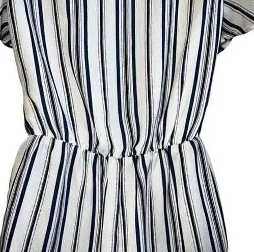 Everly  Blue  White Striped Tie Side Faux  Wrap Romper NWOT Size M